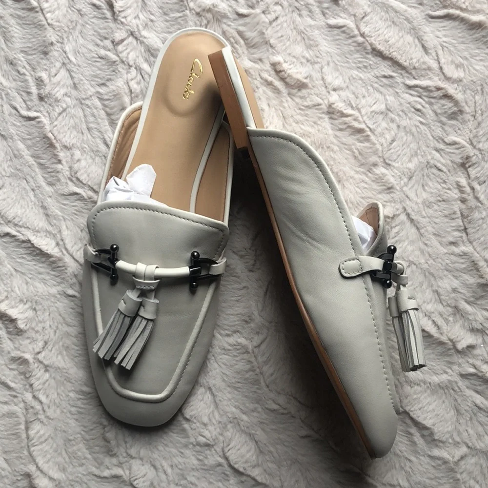 Clarks Leather Pure2 Trim Comfort Flats Slides